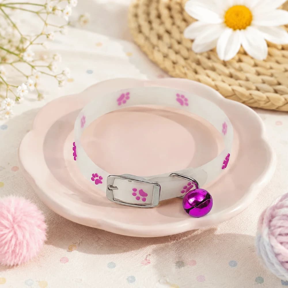 Pet Supplies Adjustable Cat Collar Anti-Loss Silicone Pet Luminous Collar Claw Printed Glow In The Dark Dog Collar Night Outings