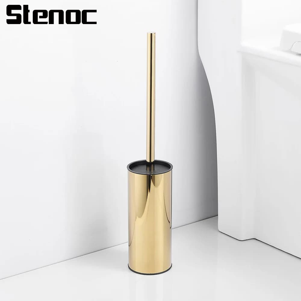 Portascopino per WC in Acciaio Inox di Tipo Quadrato/Circolare con Supporto a Parete per la Pulizia del Bagno