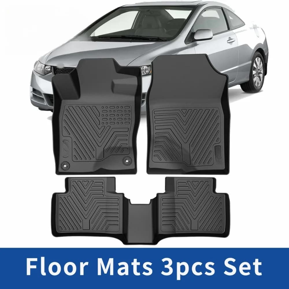 Set di 3 Tappetini per Auto in TPE Antiscivolo per Honda Civic 2016-2021, Adatti a Tutte le Condizioni Atmosferiche
