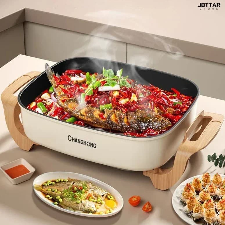 New electric pan. Multifunctional. Electric hot plate. For domestic use. For shabu-shabu. Electric pot for steam cooking.