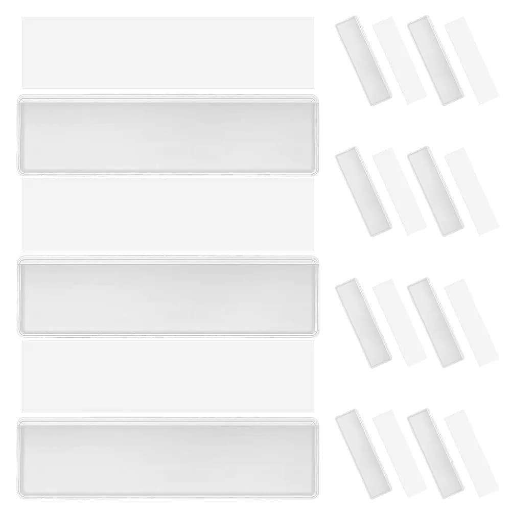 30 set di portaetichette autoadesivi trasparenti impermeabili, tasche in plastica per scaffali, supermercati, uffici, display trasparenti per segnaletica