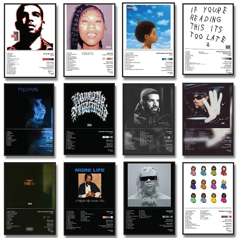 Drake Pop Rap Music Album Cover Poster estetico Rapper Hip Hop Rock Canvas Painting for Living Room Wall Decor Gift Cuadros