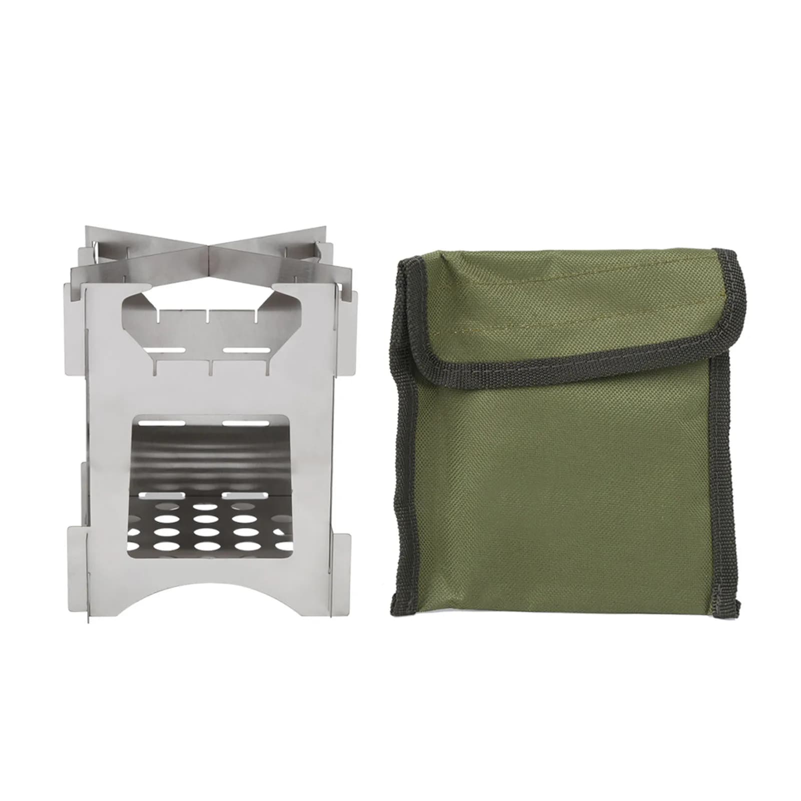 Stufa a Legna Portatile in Acciaio Inox Pieghevole, Mini Fornello per Campeggio, Viaggi, Escursioni e Picnic all'Aperto