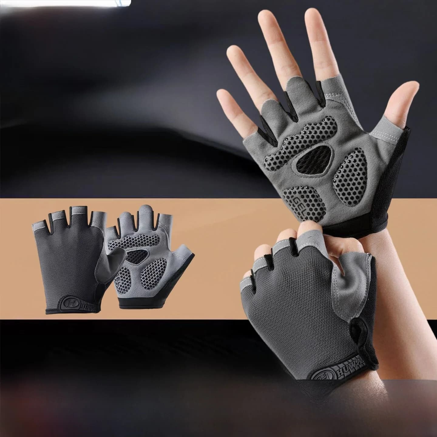 Guanti Sportivi Mezze Dita da Uomo per Fitness e Allenamento con Barra, Antiscivolo, Traspiranti, da Ciclismo, da Donna, Ventilati con Chiusura a Strappo