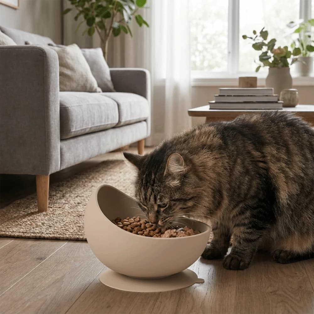 Non-Slip Silicone Pet Bowl Neck Protection Anti-Tipping Slow Feeder Bowl Suction Cups Dog Food Bowl Pet Dining