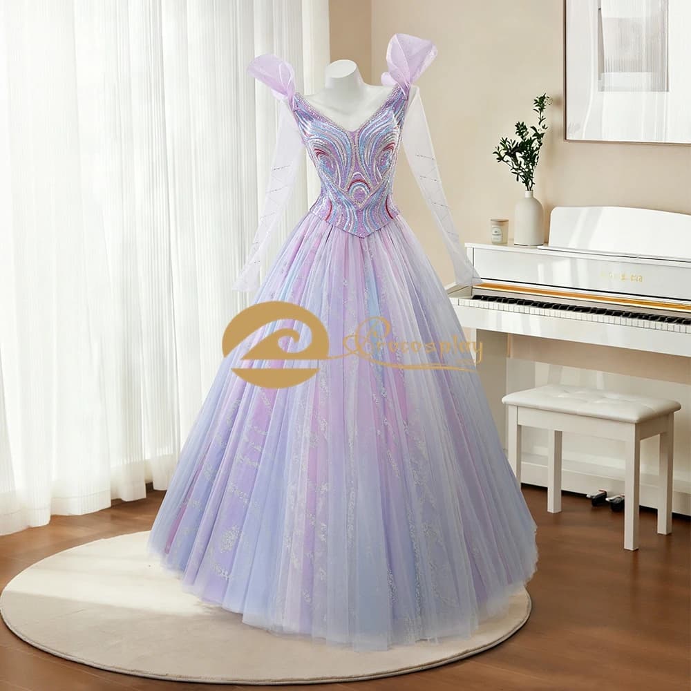 Costume cosplay Glinda purple blue embroidery dress updated top and skirt for women role-playing games