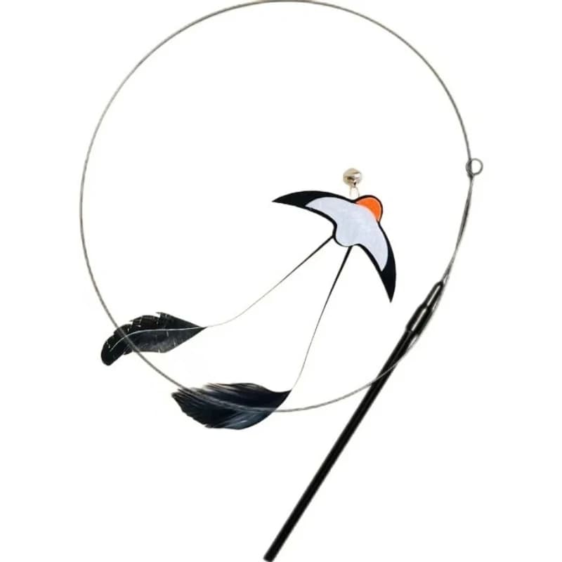 Giocattoli Interattivi per Gatti Divertenti con Piume di Uccello Simulate e Campanello, Bacchetta Giocattolo per Gattini, Accessori per Animali Domestici