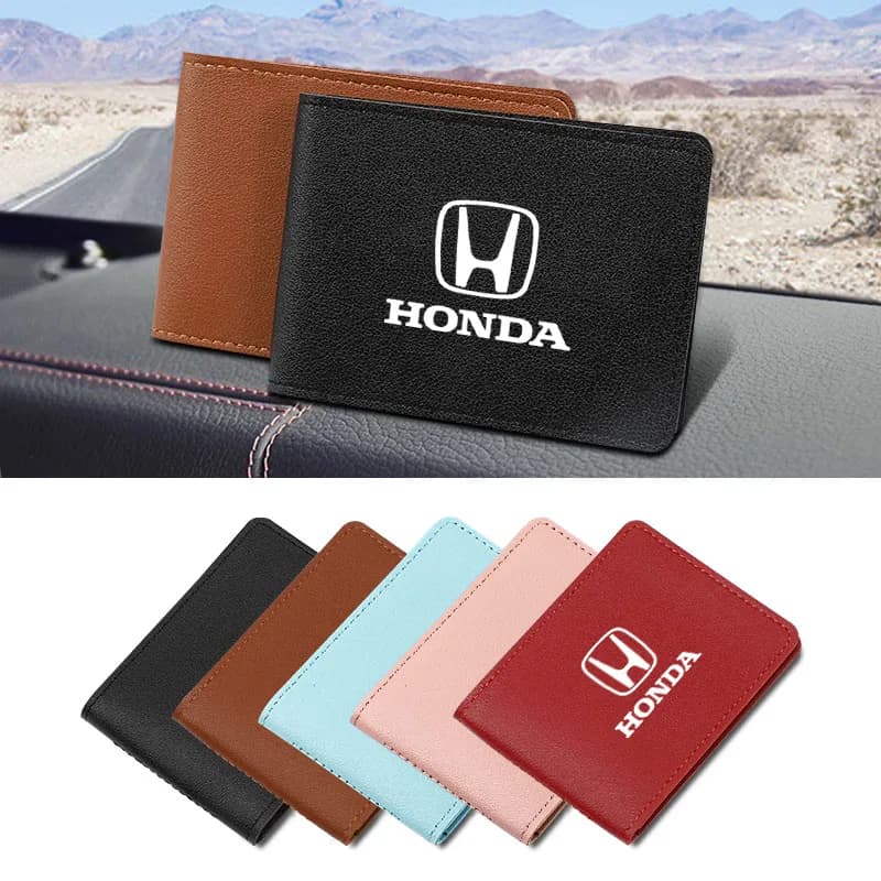 New Leather Car Logo Wallet Credit Photo Card Purse Mini Small Wallet For Honda Civic Accord Fit CRV Jazz Odyssey Insight Stream