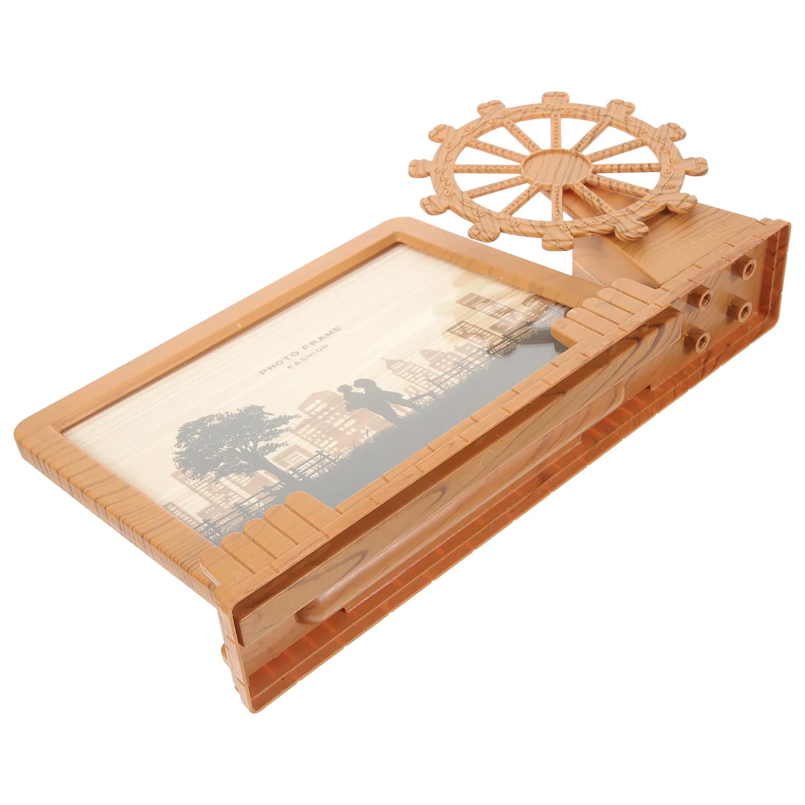 Cornice Portafoto a Forma di Ruota Panoramica 7 Pollici in PVC, Decorazione da Scrivania con Portapenne, per Camera da Letto, Ufficio, Viaggi, Feste, Esposizione e Conservazione Foto