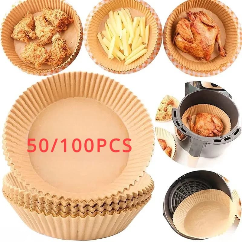 50/100 pcs air frying paper, non-stick disposable cover, oil-proof air frying oven paper, edible for cooking