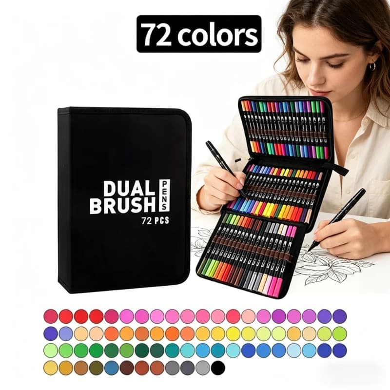 Set di 72 Pennarelli a Doppia Punta, Marcatori ad Acqua per Manga, Disegno e Pittura, Materiali Artistici