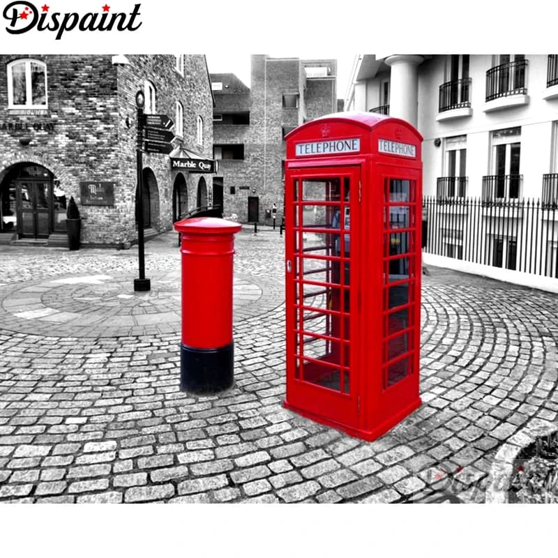 Dispaint Pieno Quadrato/Rotondo Trapano 5D Pittura Diamante FAI DA TE "Paesaggio di strada di Londra" Ricamo Punto Croce Complementi Arredo Casa Regalo A11673