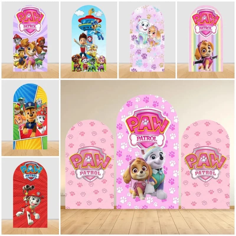 Sfondo Fotografico Paw Patrol con Arco, Decorazione per Feste di Compleanno per Bambini, Baby Shower, Sfondo Fotografico per Studio e Accessori