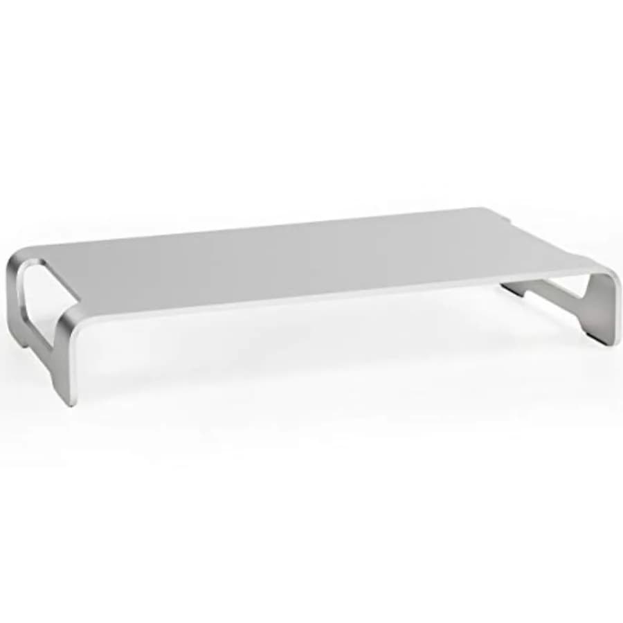 Supporto Ergonomico per Monitor in Alluminio Argento da 16 Pollici, Organizzatore da Scrivania Moderno ed Elegante