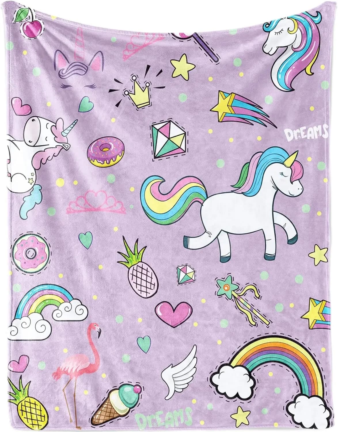 Copriletto e divano, coperta di flanella morbida e accogliente unicorno viola, regalo di compleanno per Baby Shower, coperta di peluche leggera