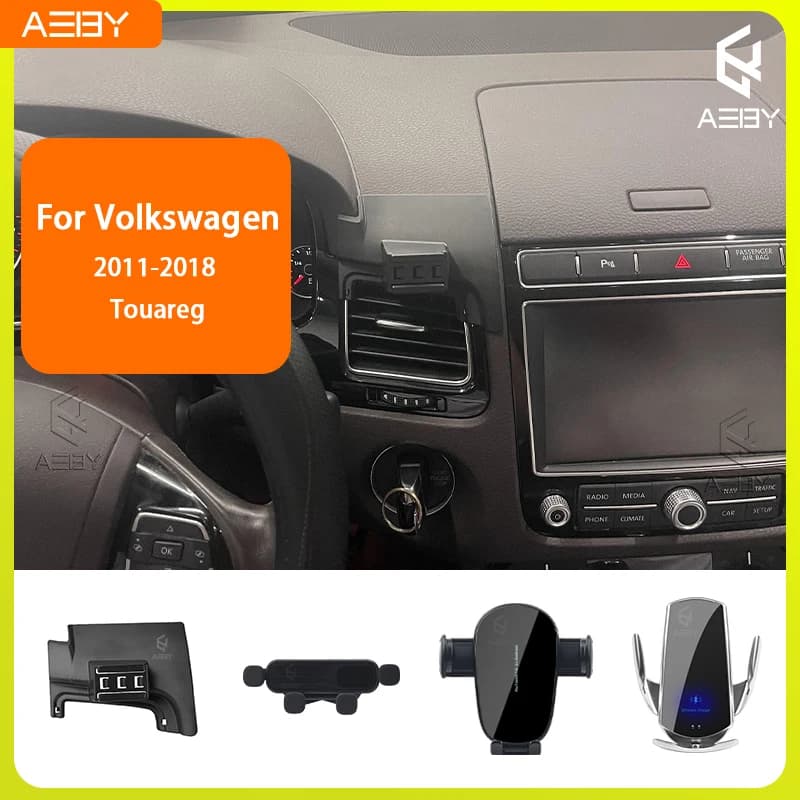 Supporto per Telefono per Volkswagen Touareg 2011-2018, Base Fissa Speciale con Ricarica Wireless per Interni Auto
