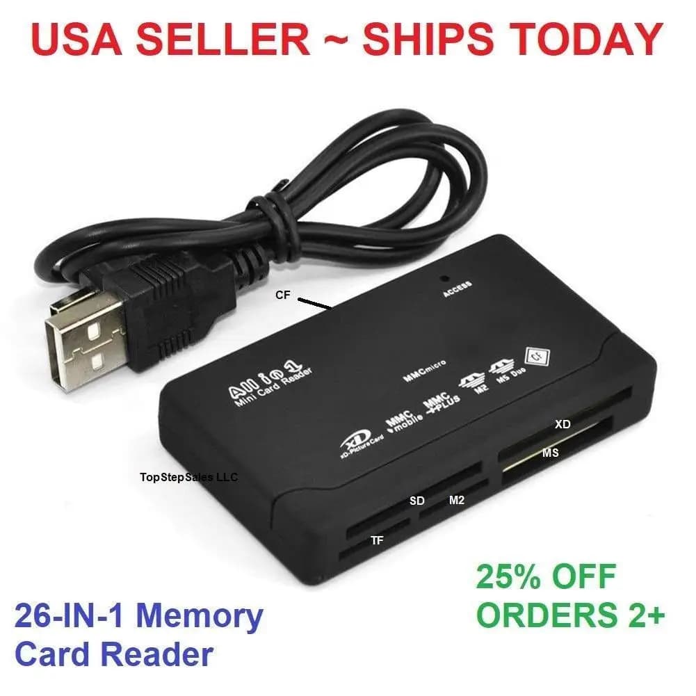 USB 2.0 Card Reader Adapter Support TF CF SD MMC MS XD Mini Memo 26 IN 1 Memory Card Reader USB External SD Mini Micro M2 MMC XD