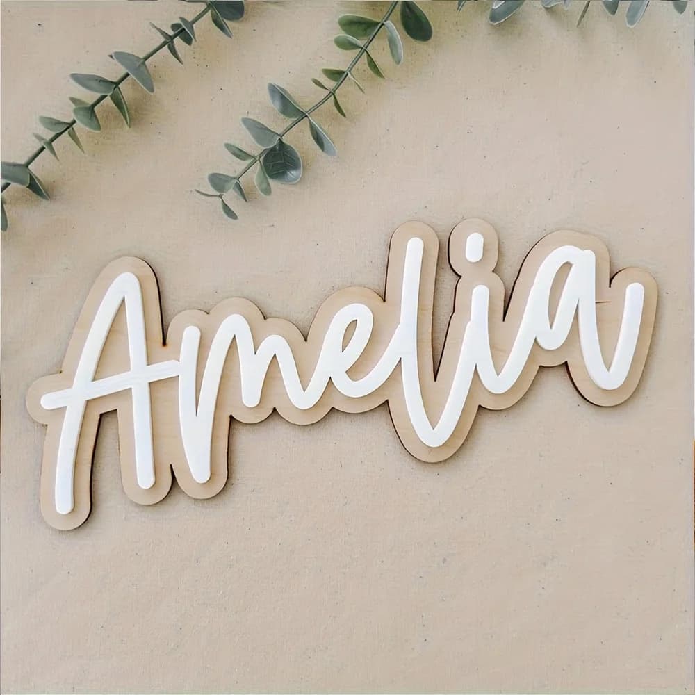 Targa in Legno Personalizzabile a Doppio Strato con Scritte Rosa, Decorazione da Parete Senza Batteria, Regalo Personalizzato per Compleanno