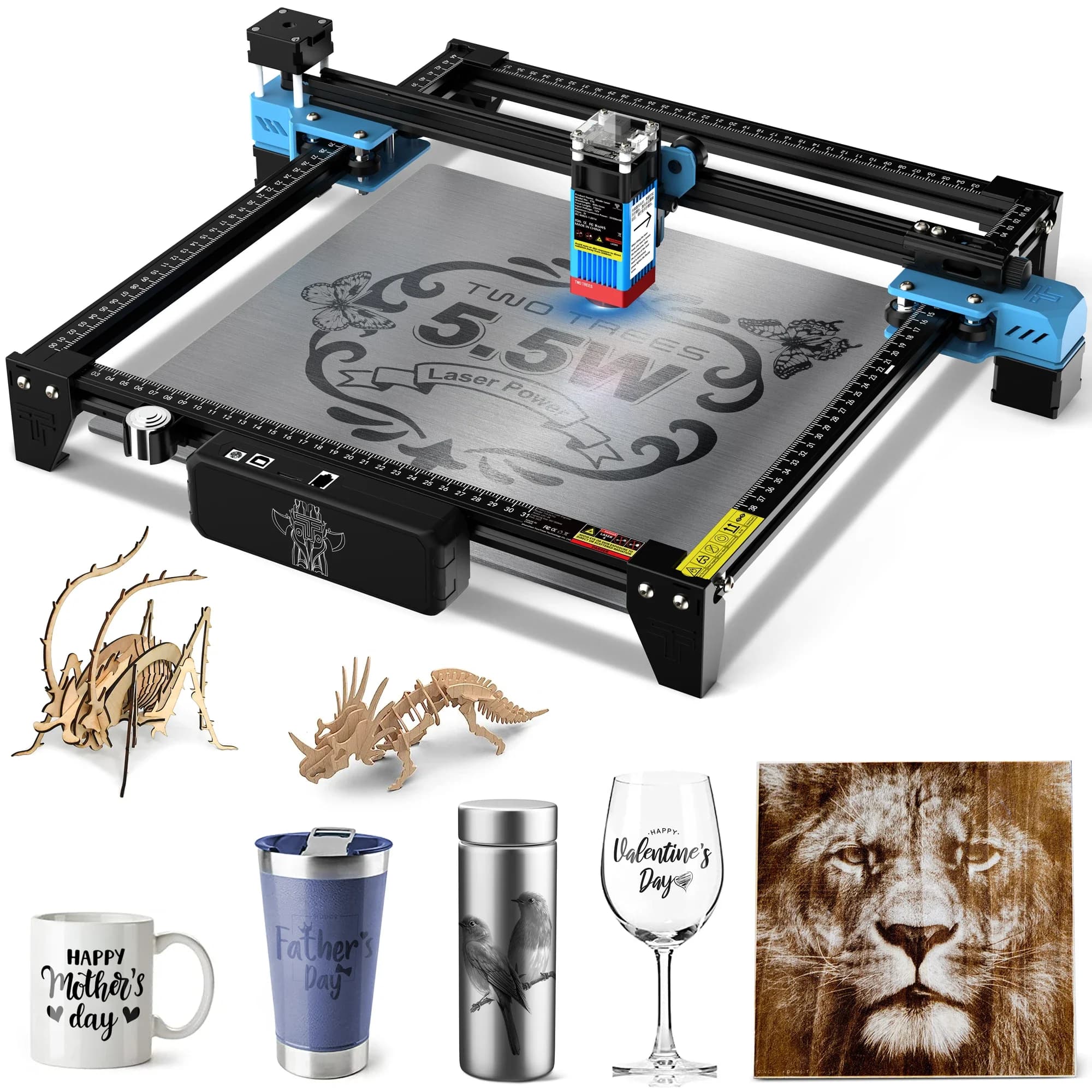 TwoTrees TTS-10 TTS-55 Laser Engraver 15W/40W/80W Laser Engraving Cutting Wood Processing Machine Plastic Stainless Steel
