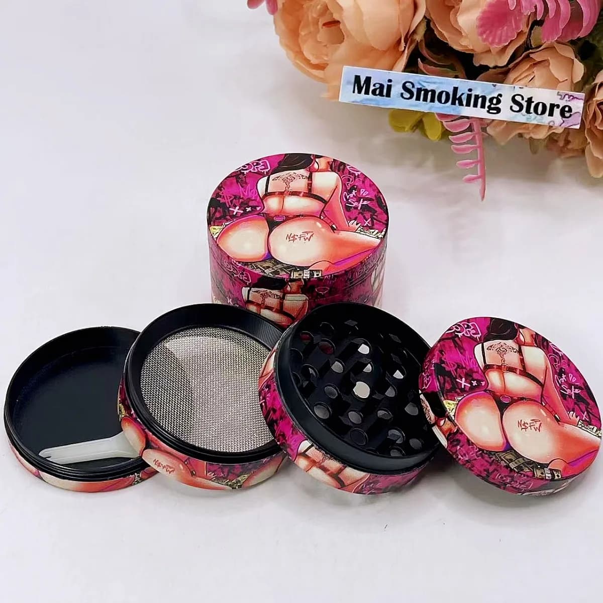 2 pollici Sexy Girl Herb Grinder Manuale Mulino di sale Spezie Pepe Erba cruda Malta Pestello Smerigliatrice di tabacco Sigaretta Fumatori Accessori