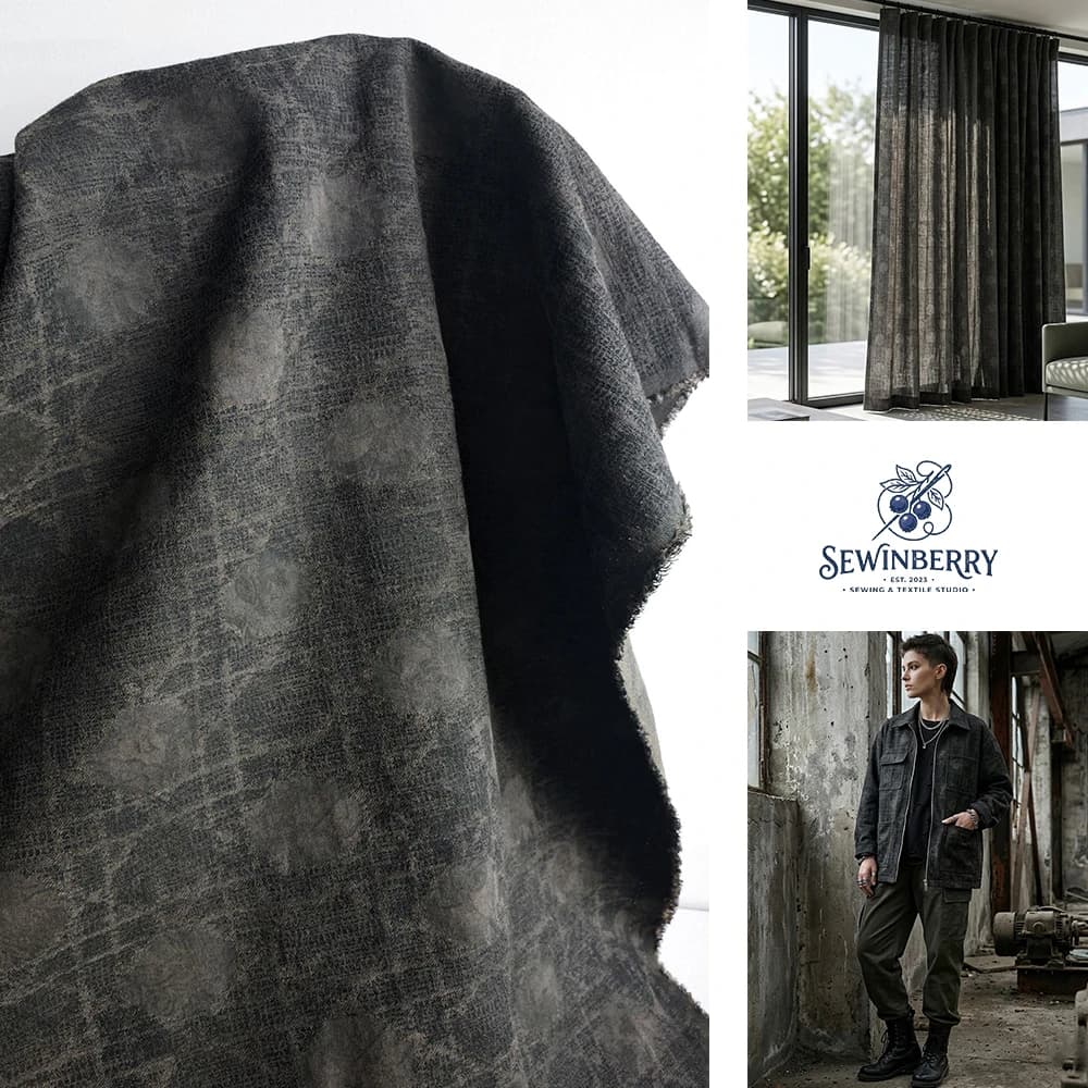 Brown Wabi Sabi Vintage Plaid Cotton Linen Fabric Distressed Coat Material 50x145cm For Fat Quarter Patchwork DIY Sewing