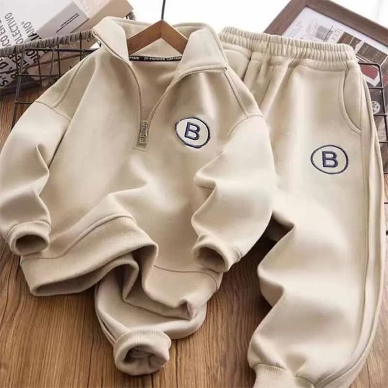 Maglione per bambini Set sportivi Ragazzi Colletto alla coreana Abito da lettera Primavera Autunno Nuovi bambini Moda allentata Casual 2 pezzi 4-14 anni