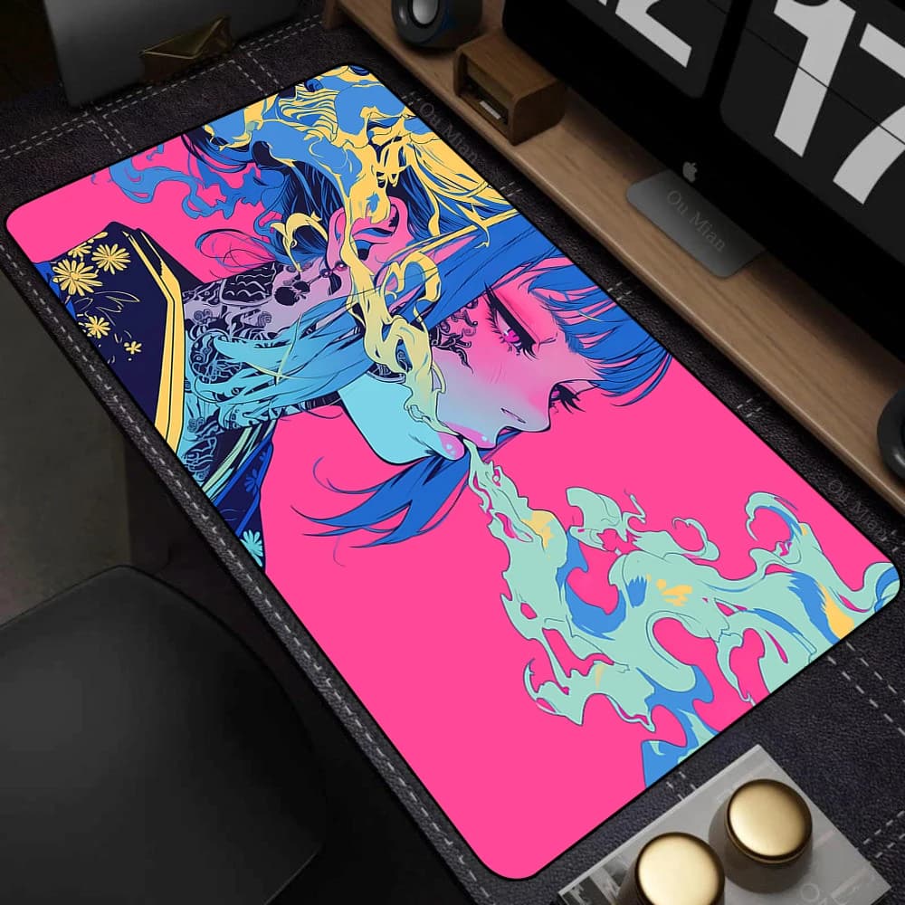 Tappetino da Scrivania Grande Kawaii, Mousepad Rosa Carino con Estetica Anime, Tappetino per Mouse da Gaming per Ragazze