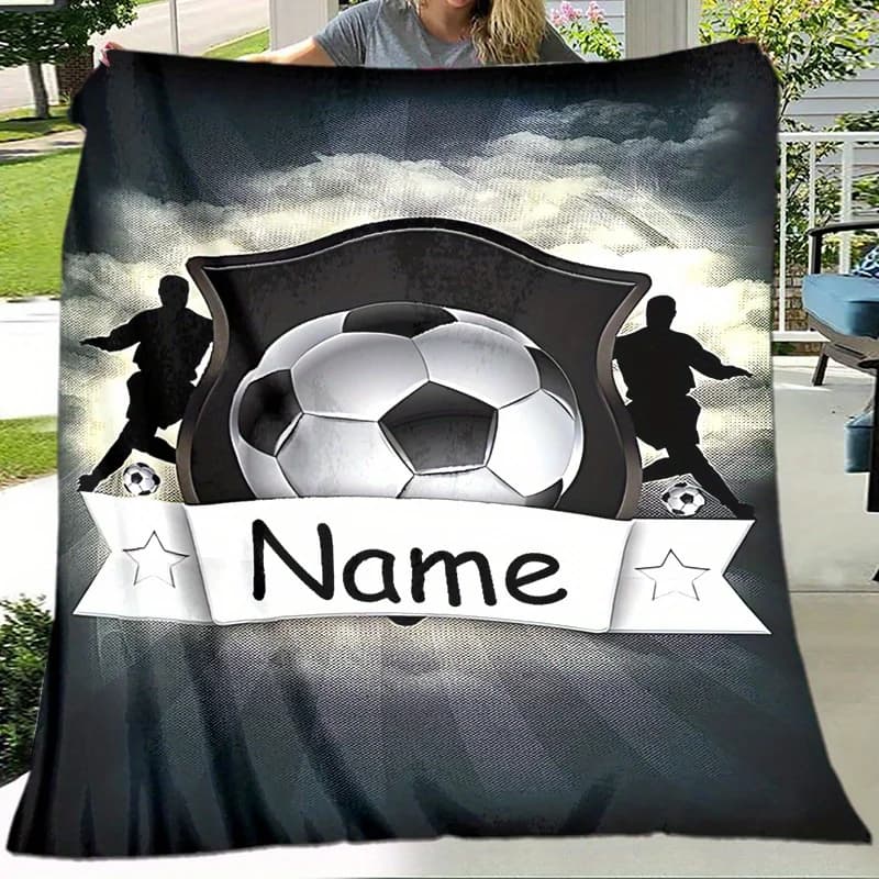 Coperta personalizzata con nome del cliente, coperta da calcio luminosa, coperta morbida, regalo personalizzato adatto per il pisolino in ufficio