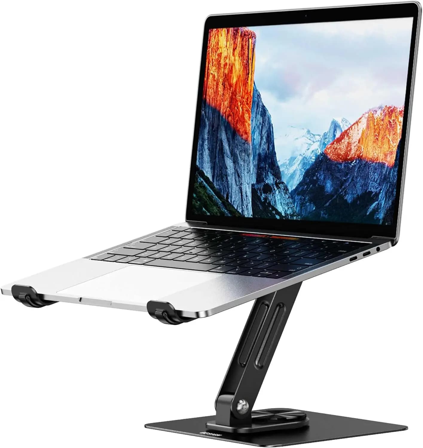 360 ° Supporto Girevole per Laptop, Supporto Ergonomico Regolabile per Portatili da 10-14 Pollici, Rialzo Ventilato (Nero)