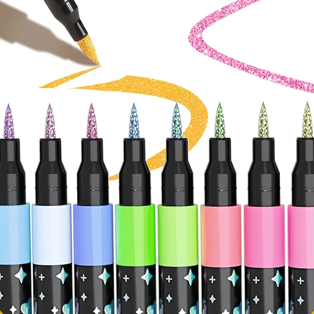 Penne fluorescenti a punta singola con vernice glitterata a 24 colori in tubo, pennarelli glitterati flash, ad asciugatura rapida, colori stratificabili, adatte agli studenti delle scuole elementari, penne ad acquerello, penne a punta morbida per il journaling