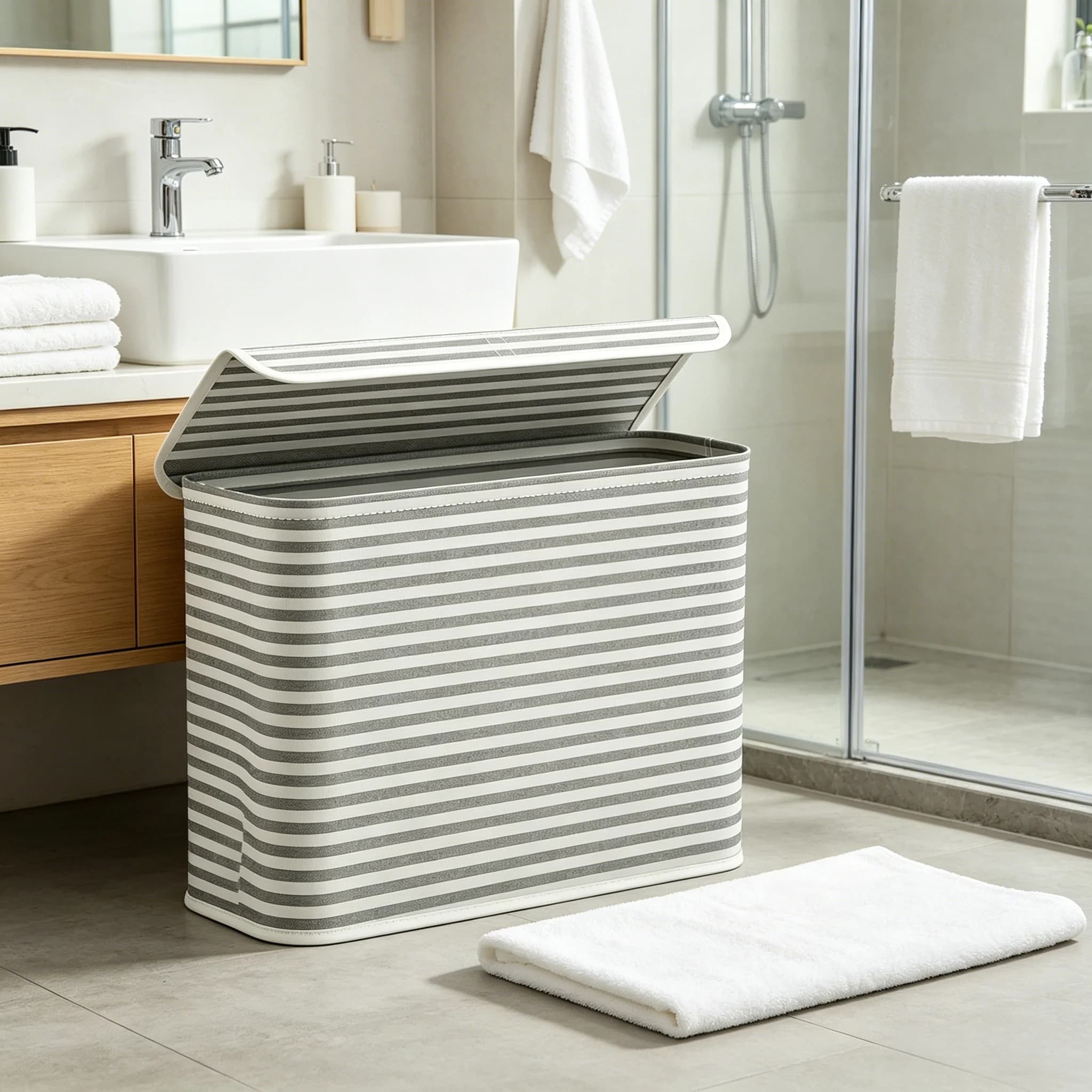 Toilet Paper Storage Holder for 9 To 12 Rolls, Foldable Fabric Toilet Paper Basket with Lid for TP, Towels and Toiletries