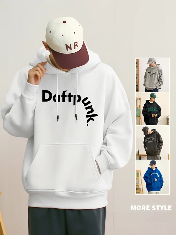 Felpa con Cappuccio da Uomo Autunno Inverno, Stile Americano Casual Oversize, Marca Trendy, Capospalla Autunnale in Misto Cotone e Poliestere
