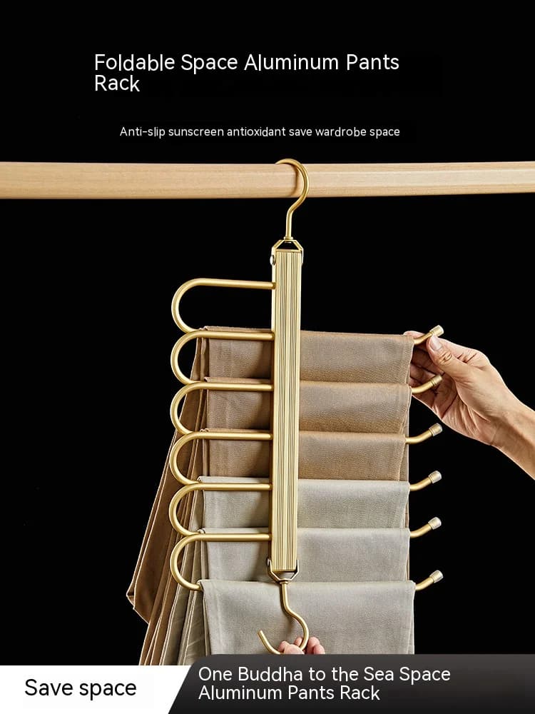 Foldable coat hanger with 6 layers Save space Jeans clothes rack for wardrobe Heavy metal pants
