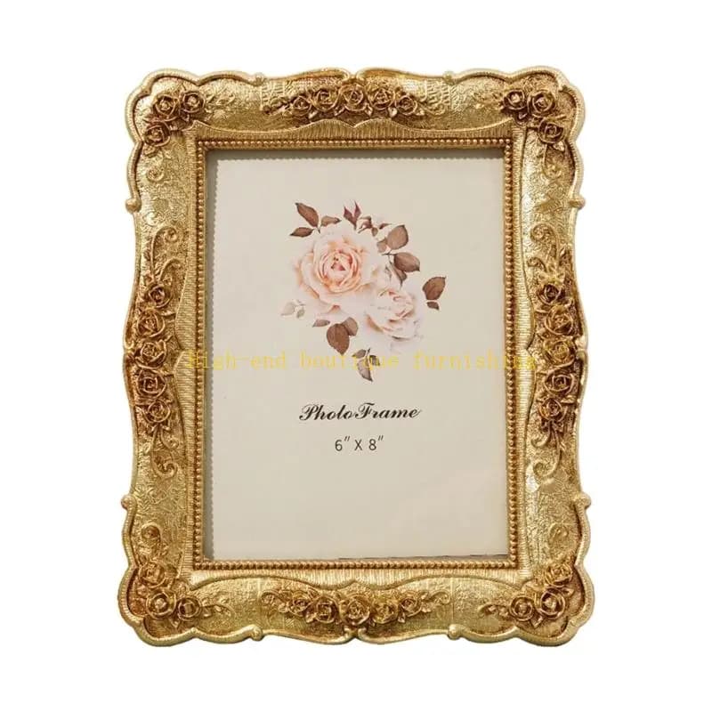 L9NB Cornice per foto classica da appendere a parete con supporto Elegante cornice dorata in resina antica per decorazioni per