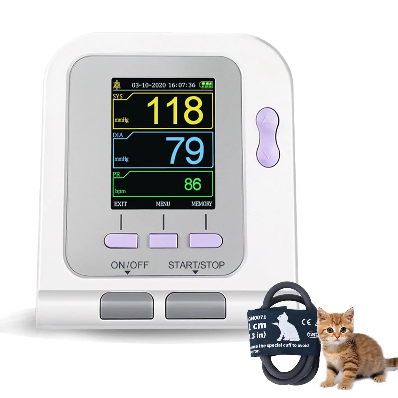 Veterinary Digital Blood Pressure Monitor for Pets CONTEC08A-VET with 3 Cuff Sizes