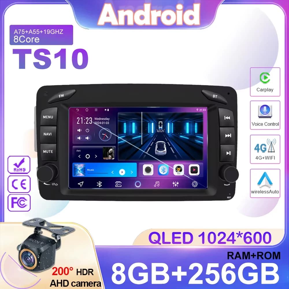 7 "Android Autoradio Per Mercedes Benz CLK W209 C209 W168 W203 W463 Vito Viano 1998-2006 GPS Carplay Auto Smart Systems