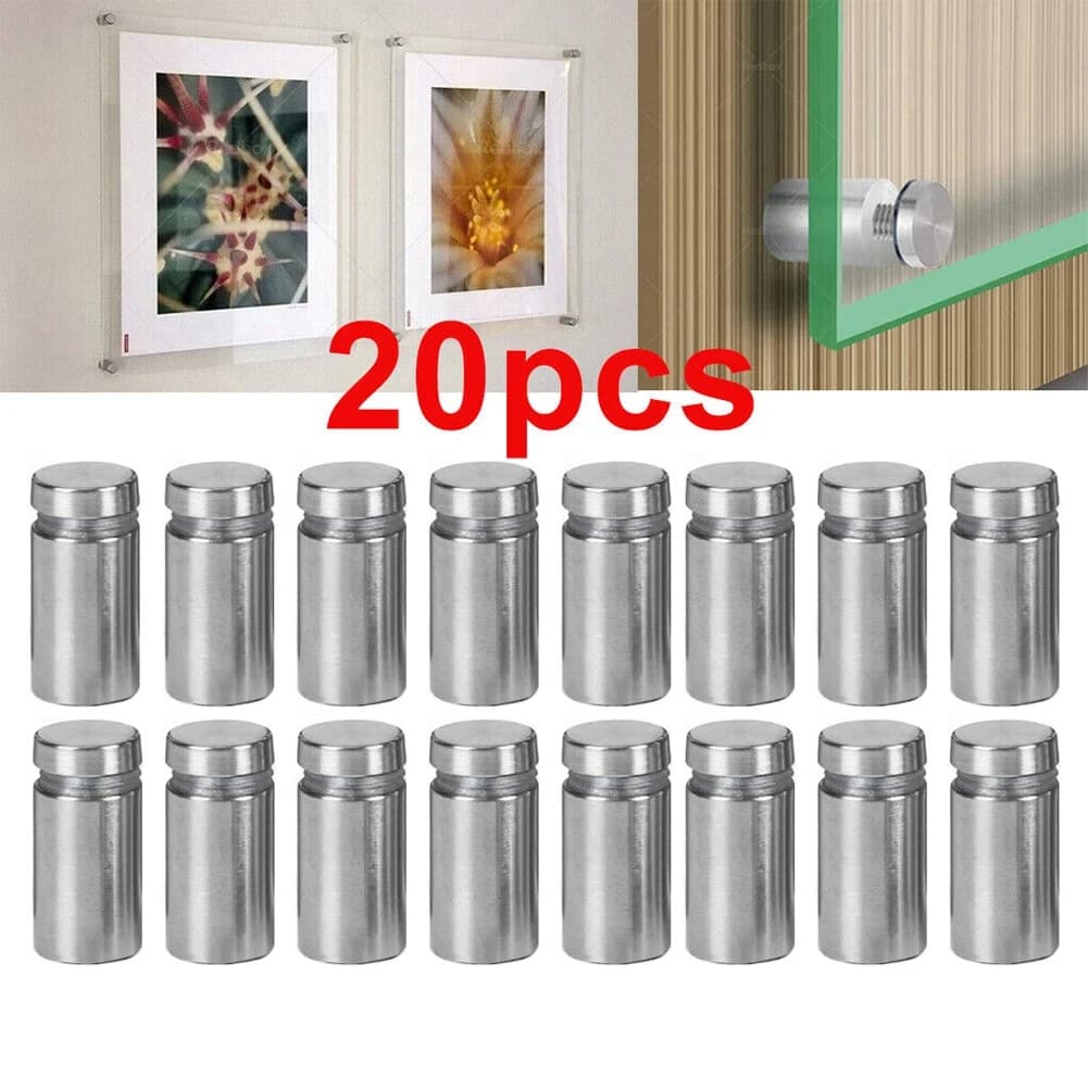 20 pz Chiodi Pubblicitari 12x20/25/25mm Viti In Acciaio Inox per Montaggio A Parete In Vetro/Acrilico Segno Distanziatore Viti di Fissaggio Hardware