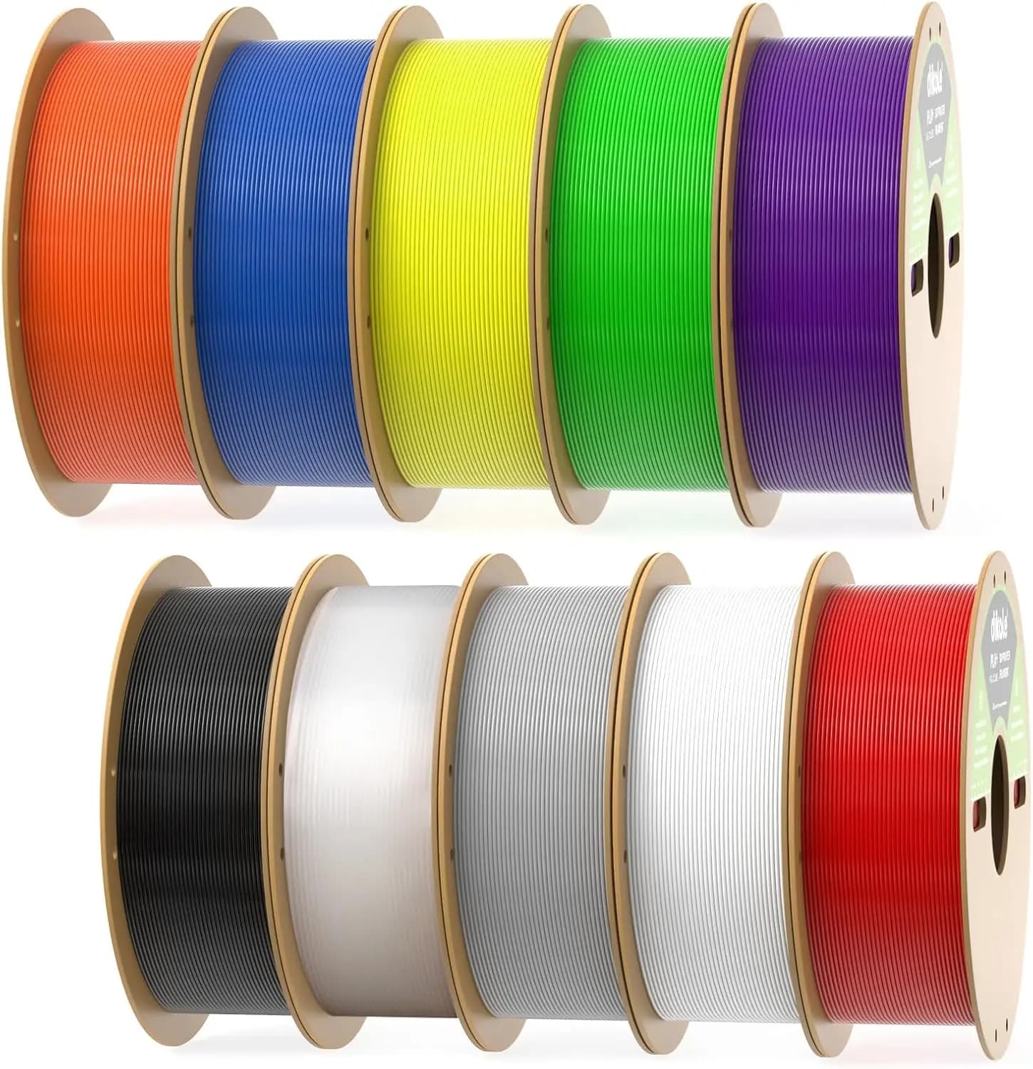 Confezione di Filamenti per Stampante 3D da 10KG, 1.75mm Senza Grovigli, 10 Colori Inclusi Nero, Bianco, Grigio