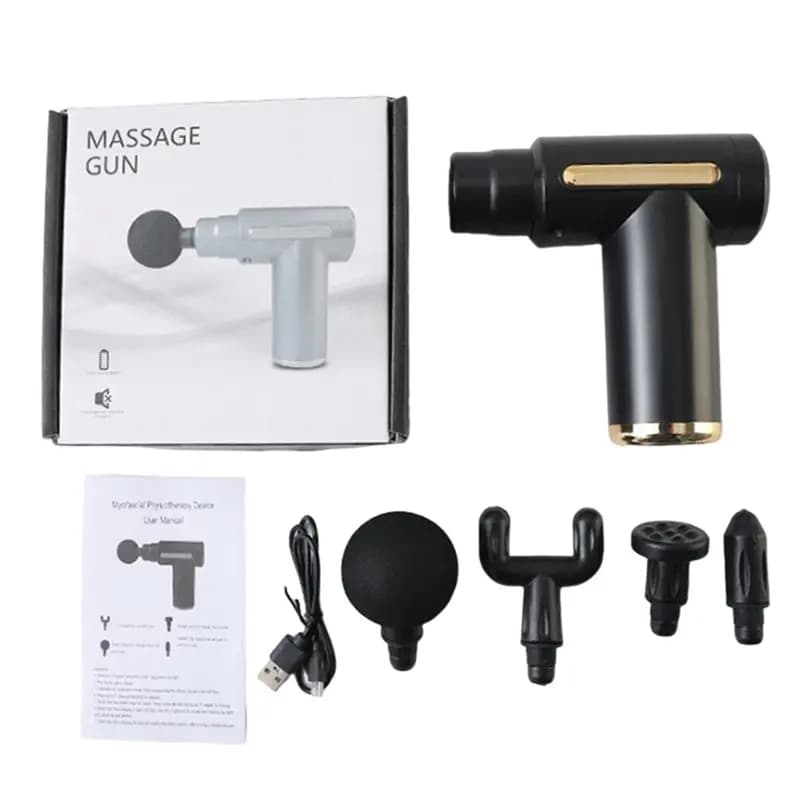 FSTE-Electric Massage Gun 4-Piece Deep Tissue Percussion Massage Tool Relaxes Muscles In Body Parts Relieves Pain
