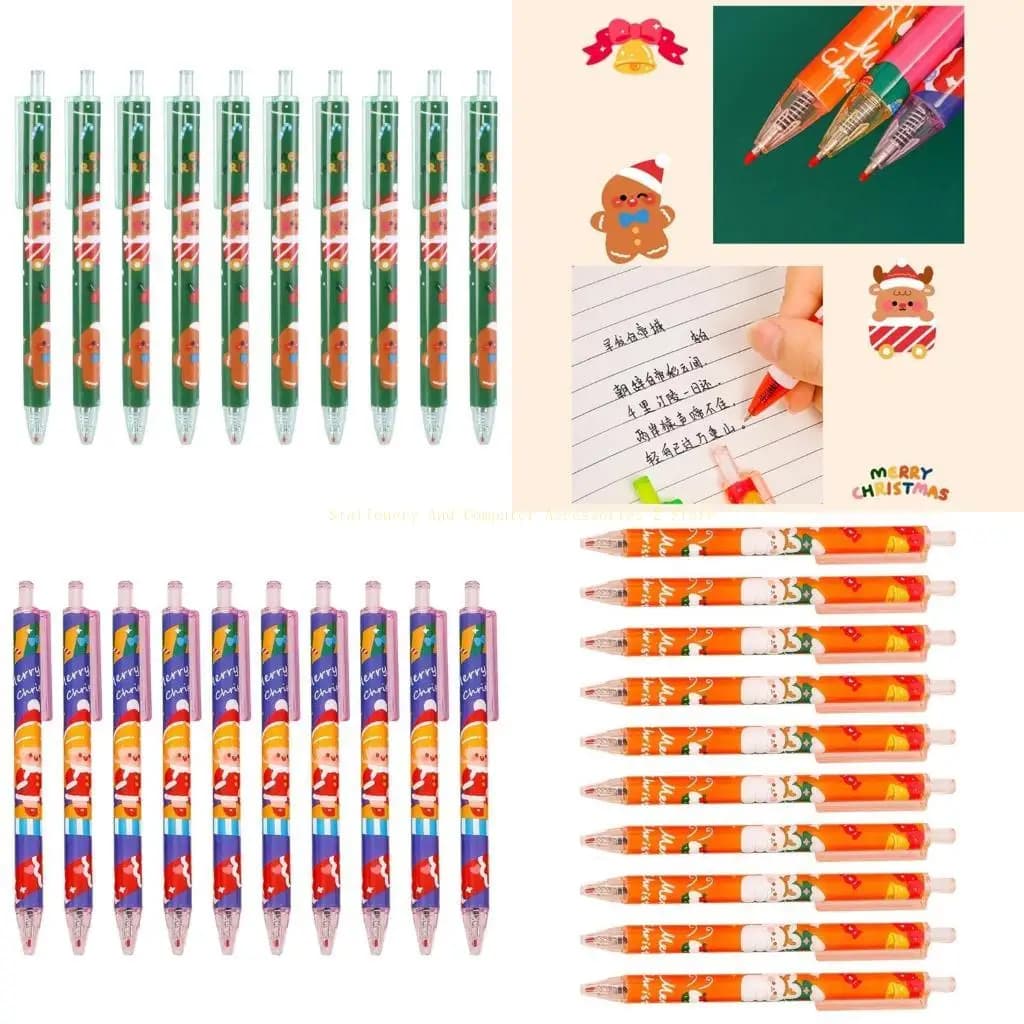 Penna gel natalizia da 10 pezzi Penne da scrittura divertenti Penna gel retrattile per bambini Studenti