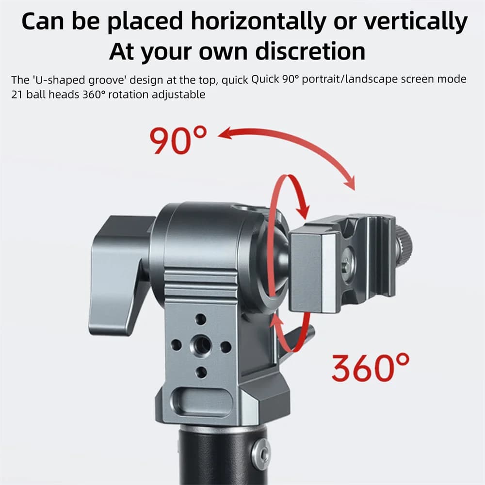 Morsetto a sfera LEAPLIGHT per fotocamera con foro da 1/4" e rotazione a 360° per supporti Arca e adattatore per fotocamere/telefoni/laptop