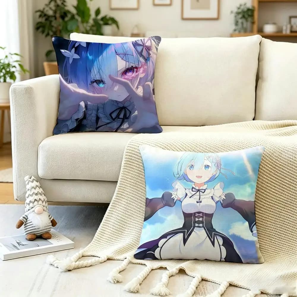 Fantasy Anime R-ReZERO Fodera per cuscino antipolvere con cerniera invisibile, fodera per cuscino in morbido peluche effetto seta