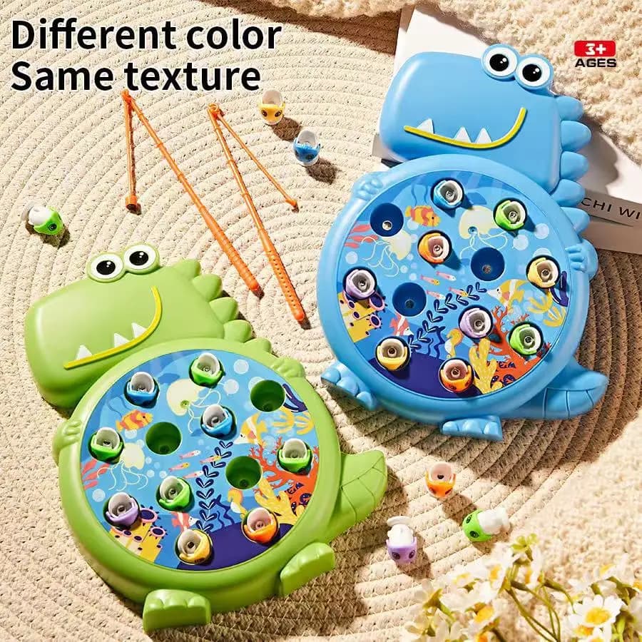 Dinosaur Simple Magnetic Fishing Toys Play with Cane Children's Toys Baby Montessori with Rod Educational Gift for Kids without Rotating
