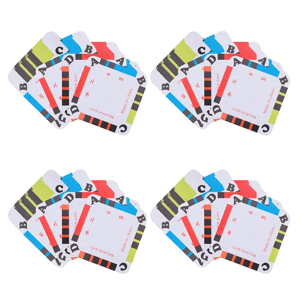 200Pcs Weaving Cards Paper Loom Cards Tablet Strong Tear Resistant Lightweight Portable DIY Weaving Craft Supplies Set
