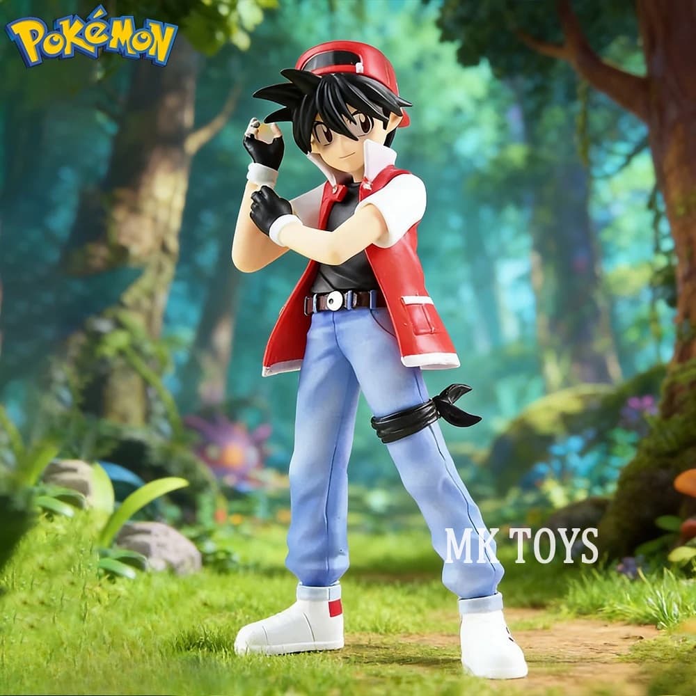 Figurine Anime Pokemen 8cm/3.15in, Action Figure di Ash Ketchum Rosso, Modelli in PVC da Collezione, Giocattoli Regalo per Bambini