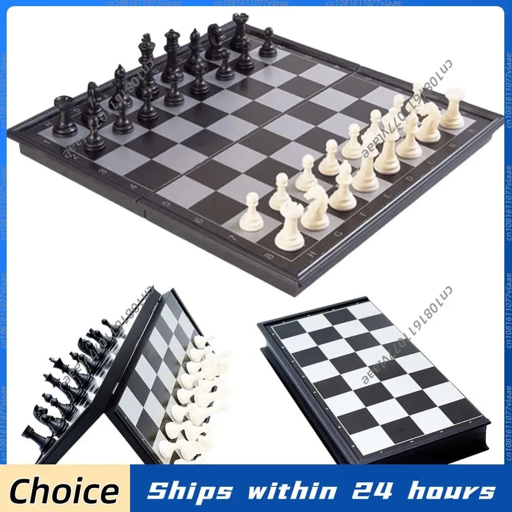 Set di scacchi magnetico 3 in 1, gioco di scacchi internazionale, regalo, set di scacchi pieghevole, giochi da viaggio portatili, scacchi e dama per adulti e bambini