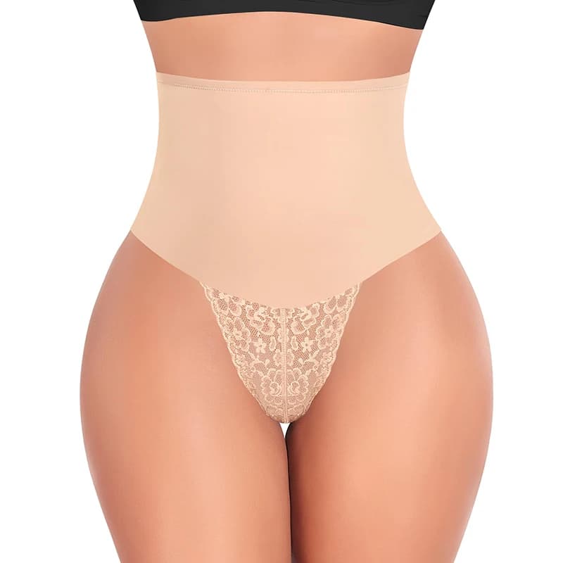 High Waist Lace Seamless Women's Shapewear Briefs Tummy Control Underwear Comfortable Cotton Lined Everyday Pants