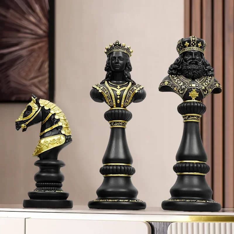 Statua in resina di scacchi per la decorazione del soggiorno Statua del re cavaliere regina Accessori per il desktop per la casa e l'ufficio Articolo oggetto 1 pezzo
