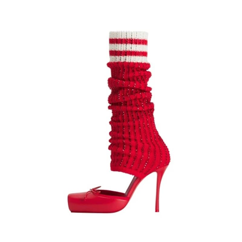 Elastic Footwear with European and American Style Sexy Rhinestones, Ginocchio Boots for Fashion Slips and Women's Ceremony Shoes