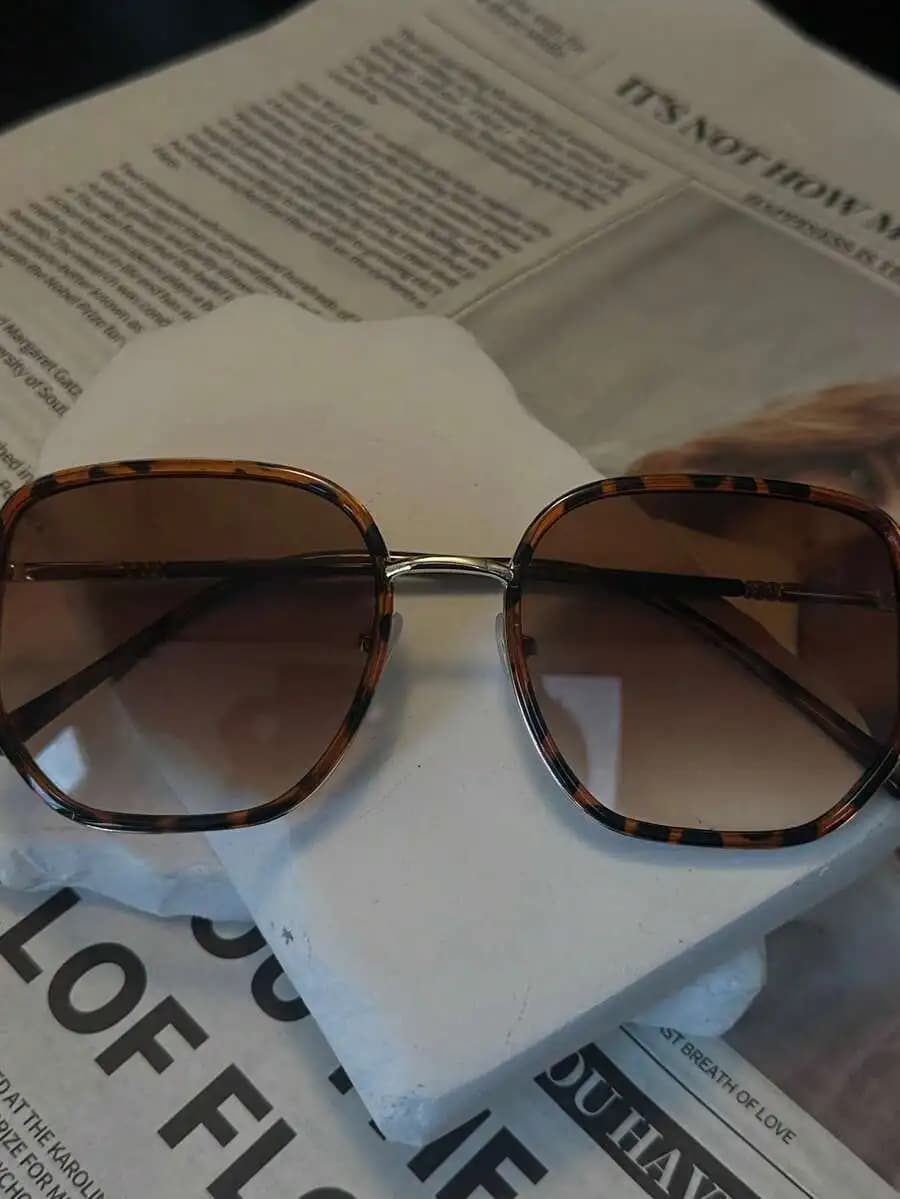 Square Leopard Print Fashion Sunglasses For Women Casual Outdoor Travel Party Summer Accessories